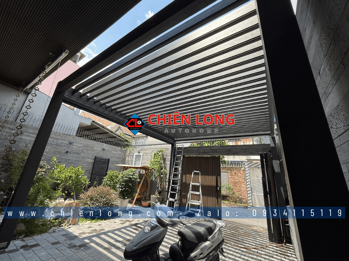 Nhà chòi mái nhôm xếp lật tự động 3.6x3.6m tại Đường Thích Quang Đức Bình Dương của anh Tuấn Anh