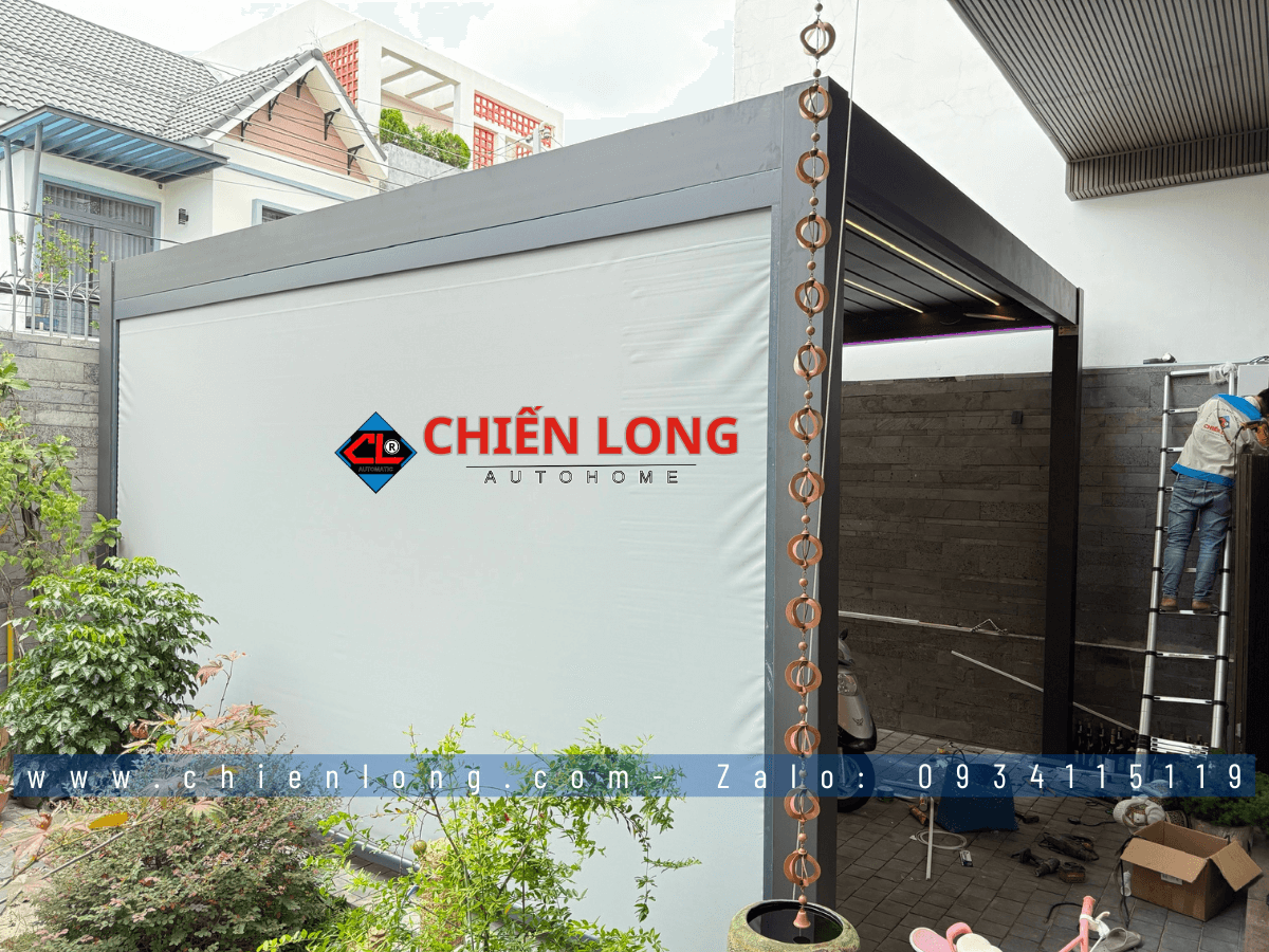 Nhà chòi mái nhôm xếp lật tự động 3.6x3.6m thi công tại Đường Thích Quang Đức Bình Dương
