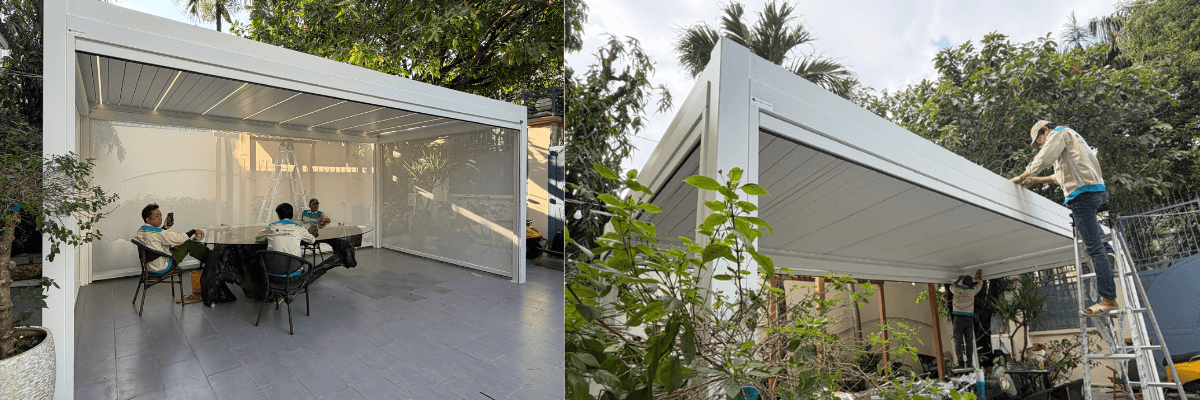 Nhà chòi mái nhôm xếp lật tự động 3x6m Chiến Long Autohome