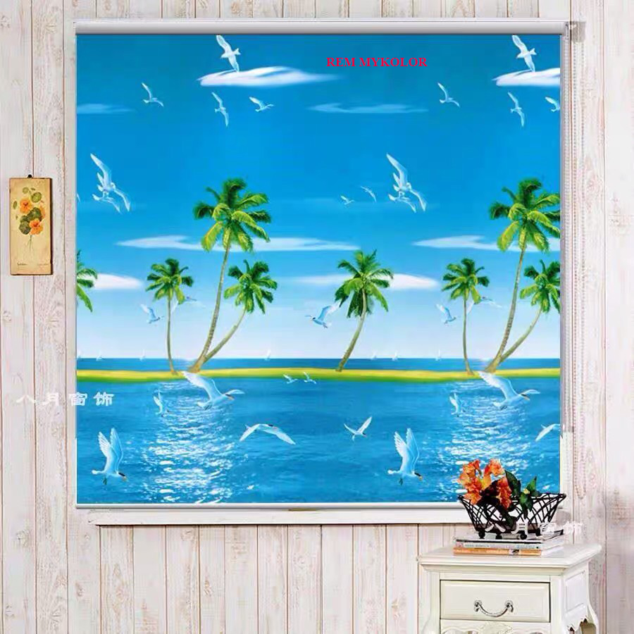 Rèm cuốn in tranh