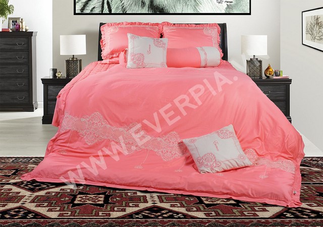 Bộ chăn ga Everon Es 1502 chụp với chăn hè