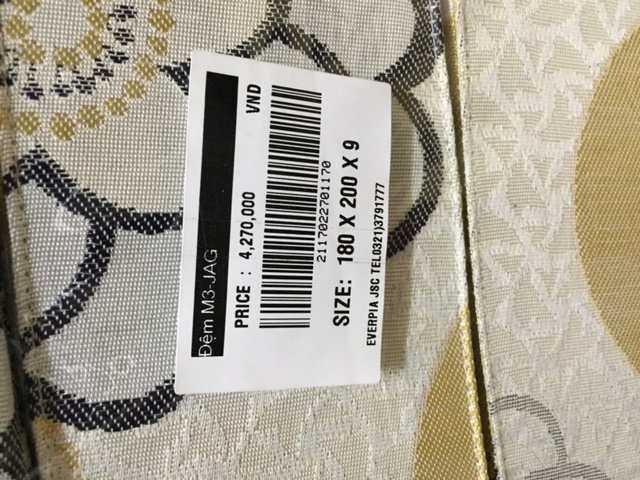 Mã vạch chống hàng giả đệm Everon