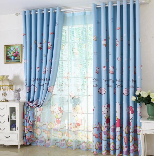 Mẫu rèm kitty màu xanh