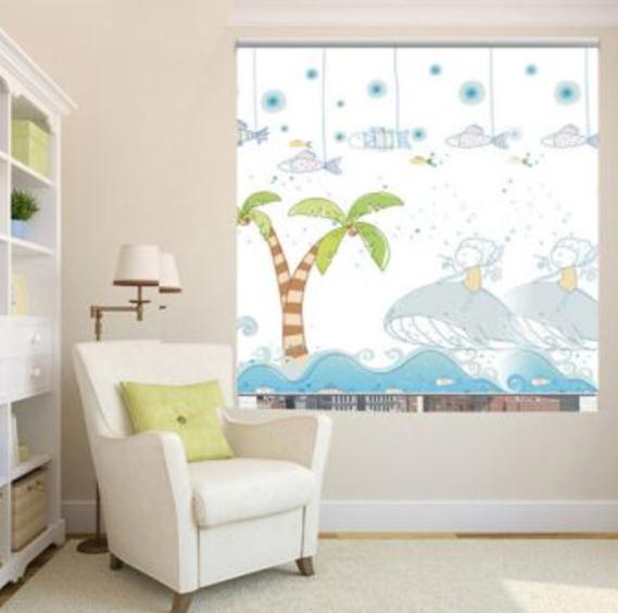 Mẫu rèm cuốn in tranh cho cửa phòng bé