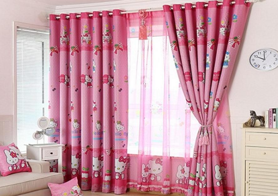 Mẫu rèm kitty màu hồng