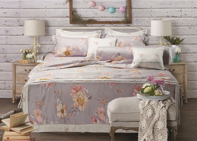 Bộ chăn ga hoa mẫu đơn Ep 1827 chụp với chăn hè