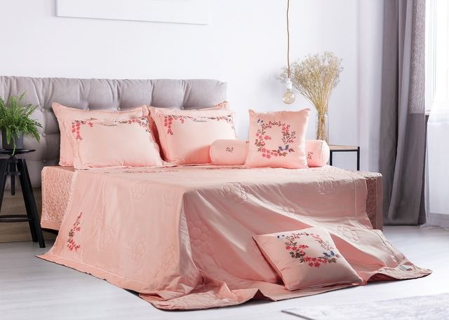 Bộ chăn ga cưới chất vải Cotton Satin ESC 19002