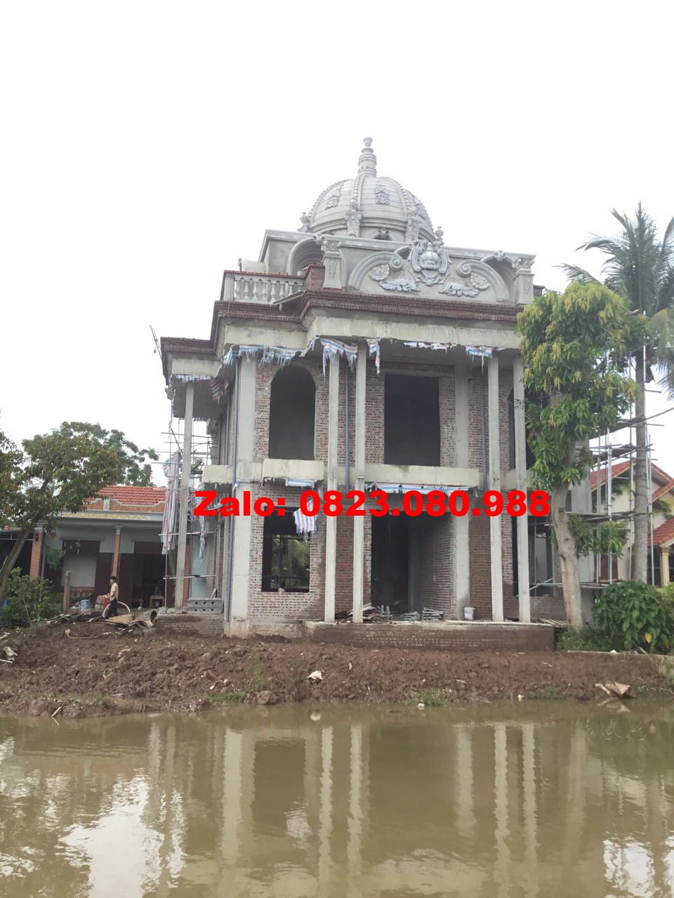 Hoàn thiện hoa văn phù điêu  lâu đài nhà Anh Vinh - Nga Tân - Nga Sơn - Thanh Hóa