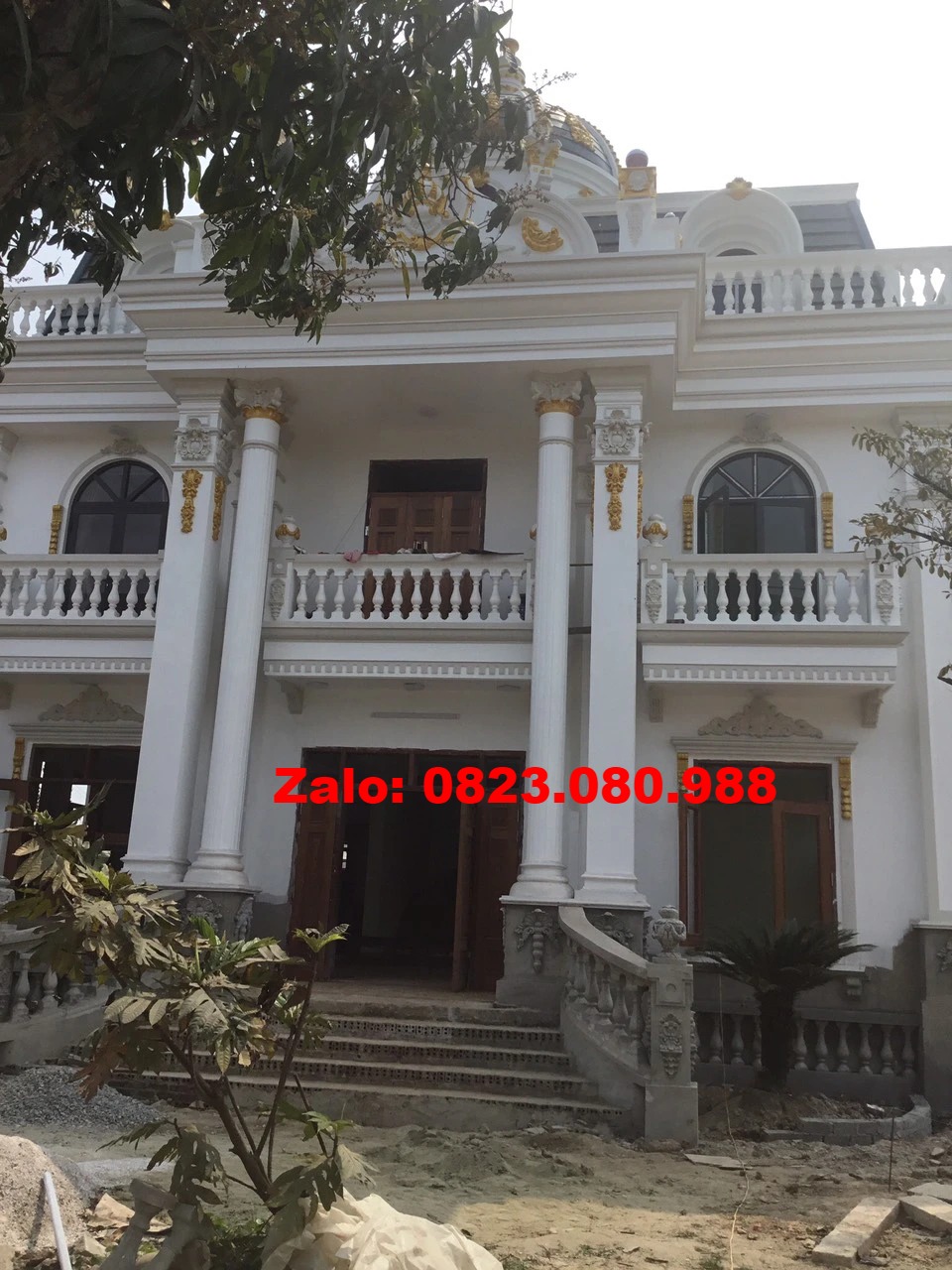 Hoàn thiện hoa văn phù điêu  lâu đài nhà Anh Vinh - Nga Tân - Nga Sơn - Thanh Hóa