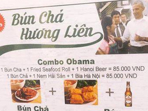 Dù ông Obama không lên tiếng, việc in hình ông lên menu như quán bún chả Hương Liên cũng là phạm luật