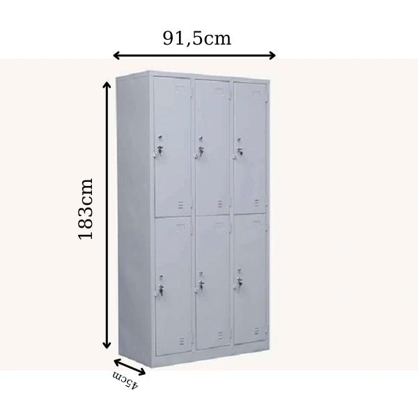 Kích thước tủ locker 6 ngăn