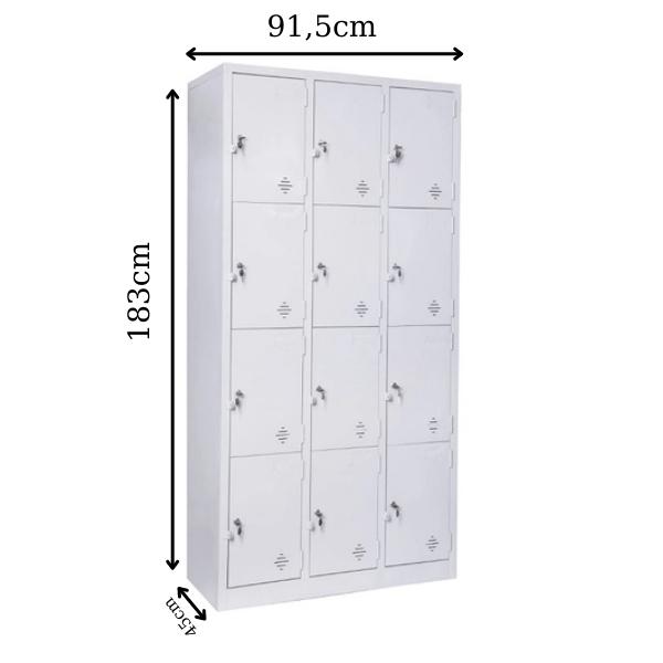 Kích thước tủ locker 12 ngăn