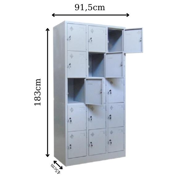 Kích thước tủ locker 15 ngăn