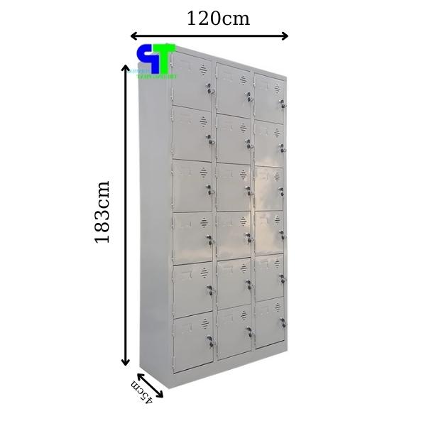 Kích thước tủ locker 18 ngăn
