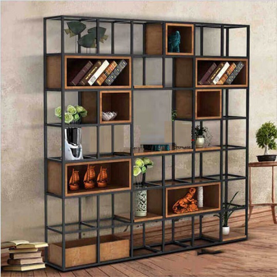 giá sách khung sắt kết hợp với tấm gỗ xen kẽ dễ dàng tháo lắp tối ưu