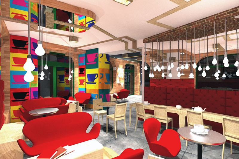 Mẫu thiết kế nội thất phòng làm việc Funky