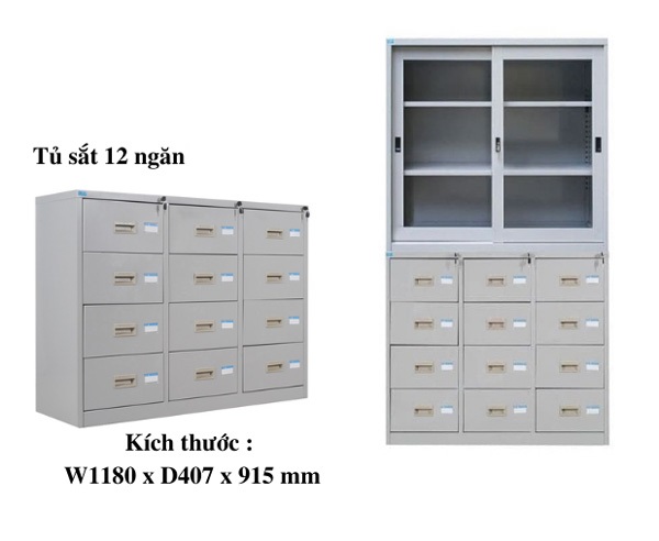 Tủ ngăn kéo sắt 12 ngăn