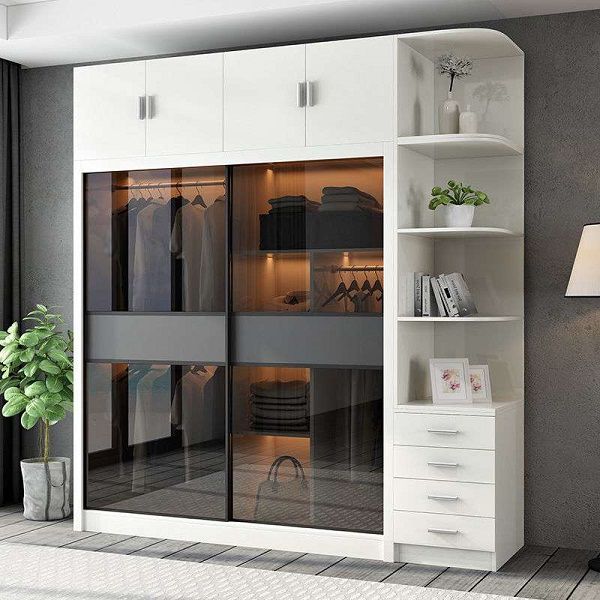 Mẫu tủ quần áo màu trắng cửa lùa