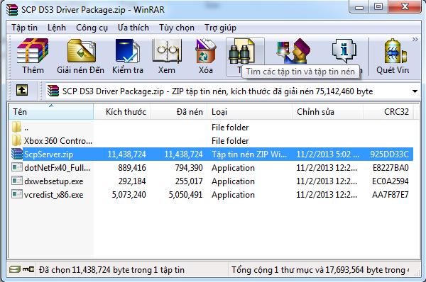 Giải nén file SCP DS3 Driver Package