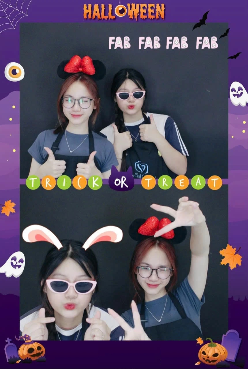 Ảnh sự kiện Halloween được thiết kế riêng cho event của trường cấp 3 tại Hà Nội cho thuê photobooth