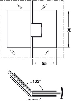 bản lề cabin 135 độ Hafele