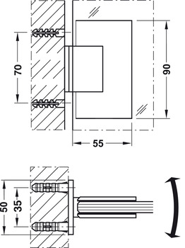 Bản Lề Cabin 90 độ Kính-Tường Hafele 