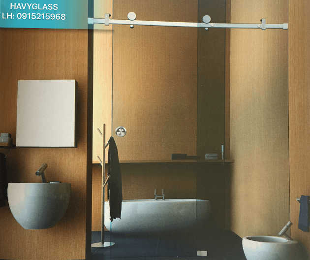 cửa kính lùa thông phòng ray inox hộp 10x30