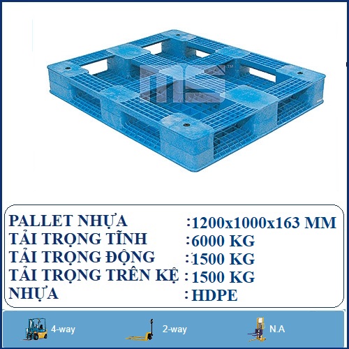 PALLET NHỰA 1200X1000X163 MM