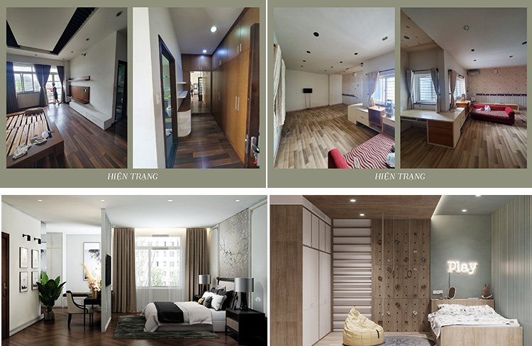 Hiện trạng trước và sau cải tạo không gian các phòng trong nhà