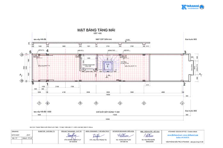 Bản vẽ mặt bằng tầng mái mẫu thiết kế nhà cho thuê căn hộ khép kín