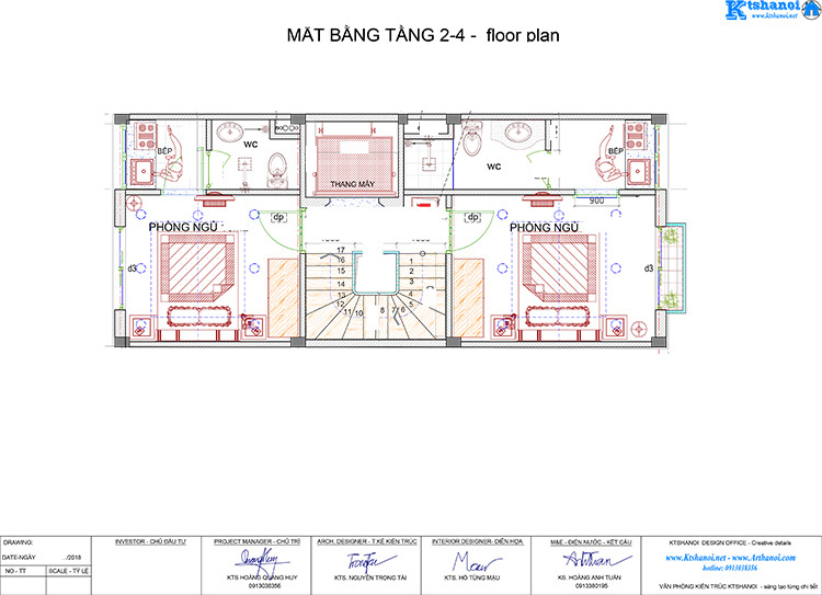 Mặt bằng tầng 2-4