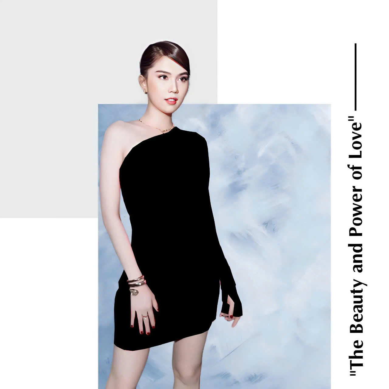 Đầm ôm body lệch hở vai tay dài dự tiệc