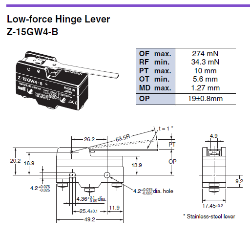 Công tắc hành trình Omron Z-15GW4-B