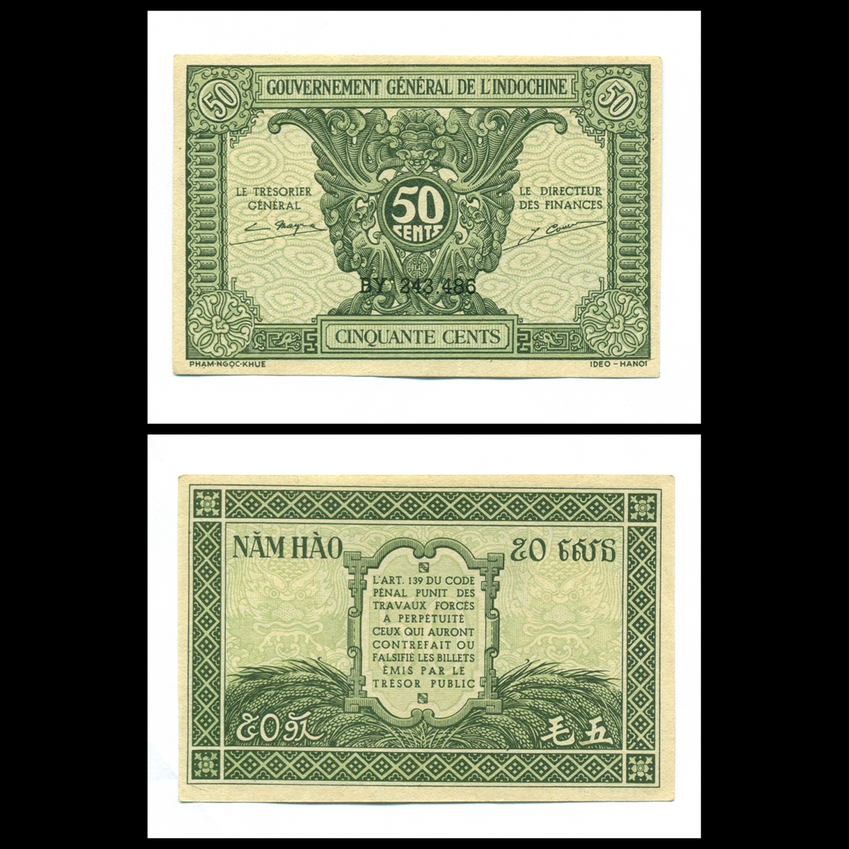 50 cent xanh, Hoa văn 1942 Đông Dương