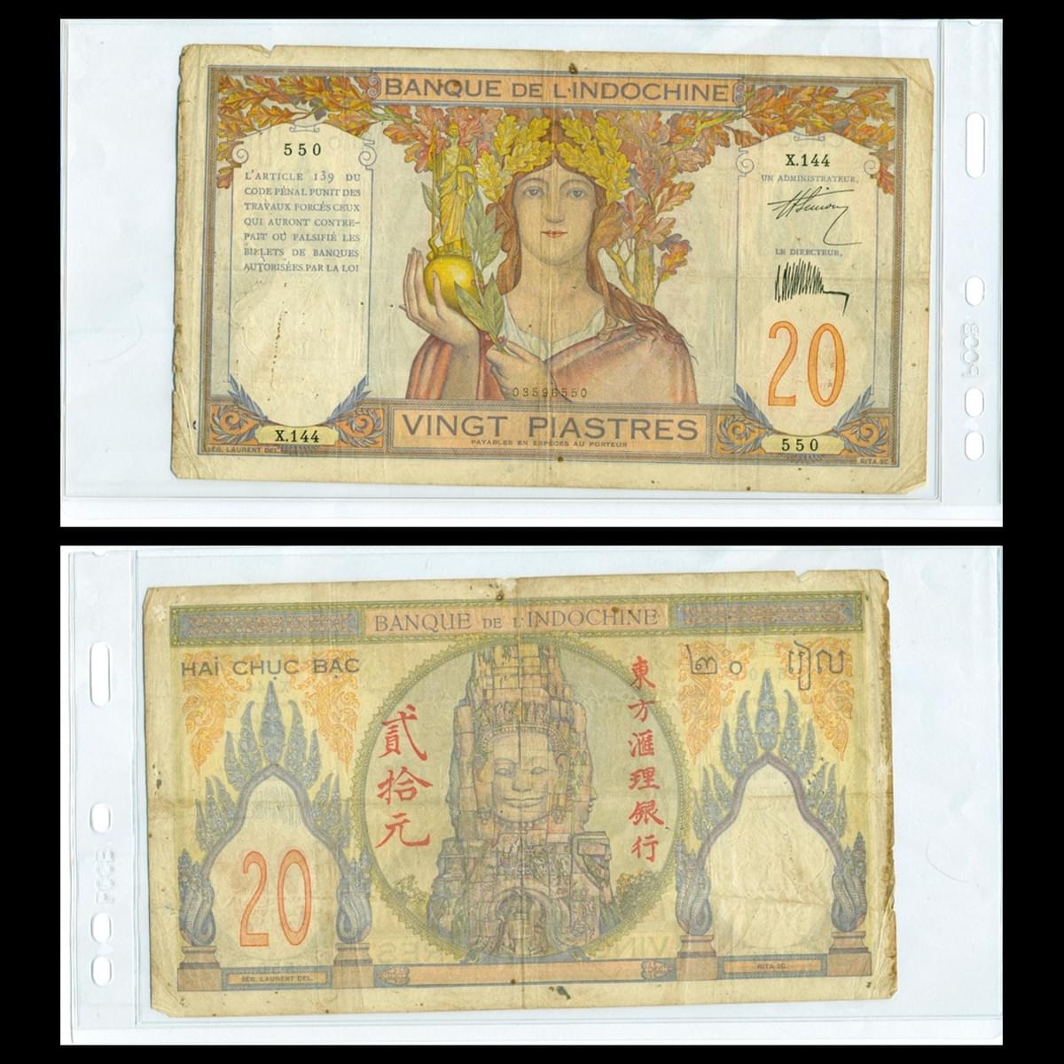 20 piastres, Táo 1926 Đông Dương