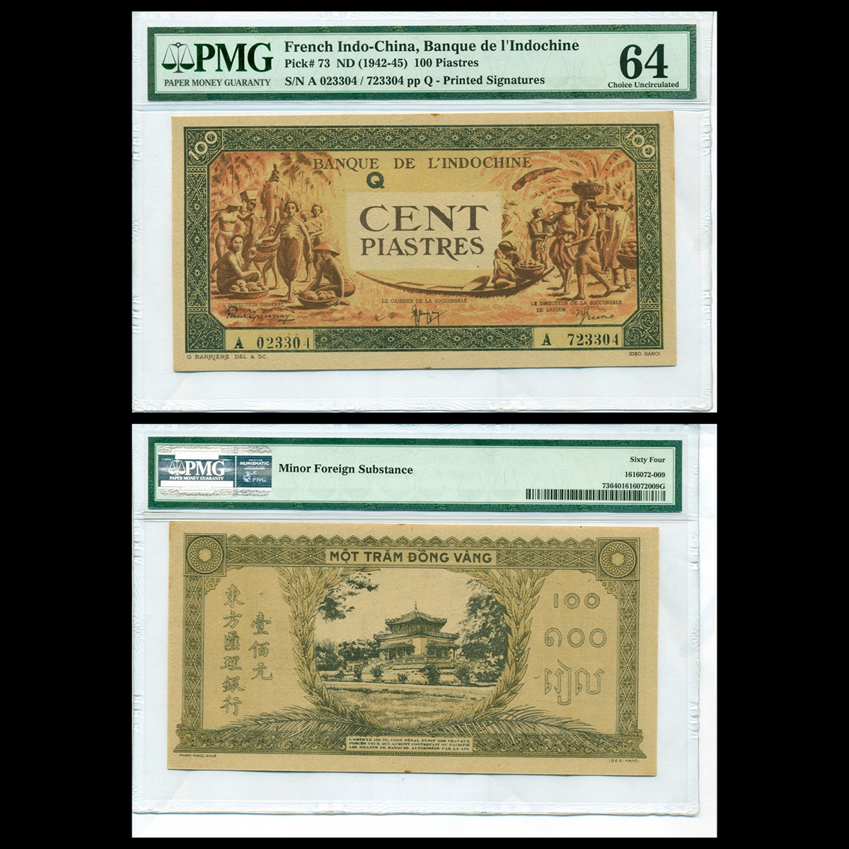 100 piastres, Họp chợ - Đền Hùng 1942 Đông Dương- Bản mẫu