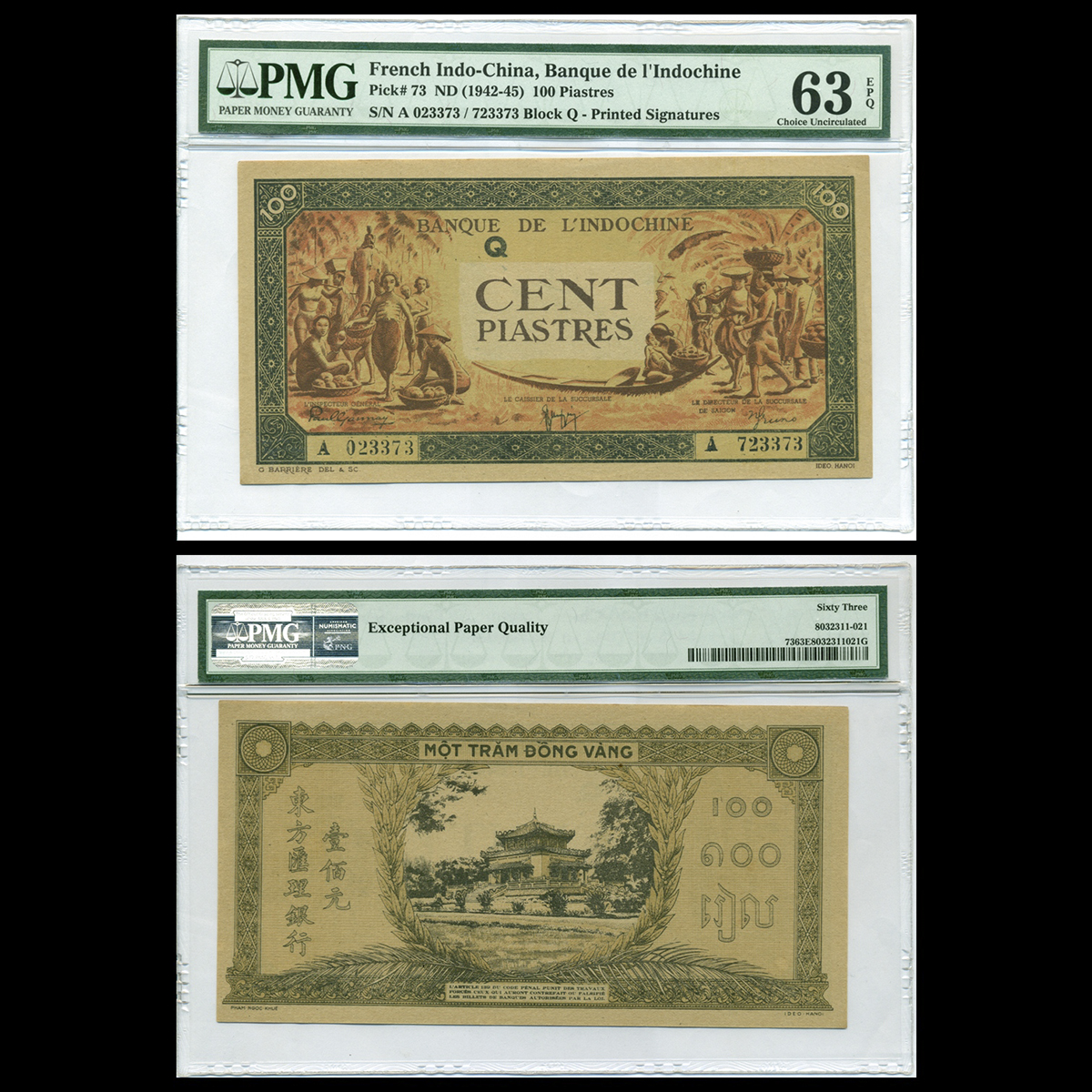 100 piastres, Họp chợ - Đền Hùng 1942 Đông Dương- Bản mẫu