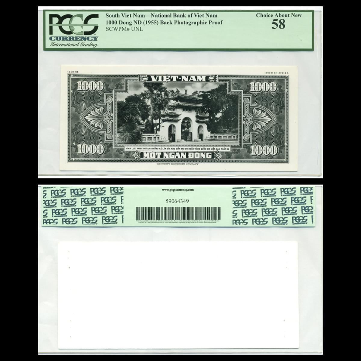 1000 đồng 1955 Việt Nam Cộng Hòa- Bộ 2 bản in thử 2 mặt