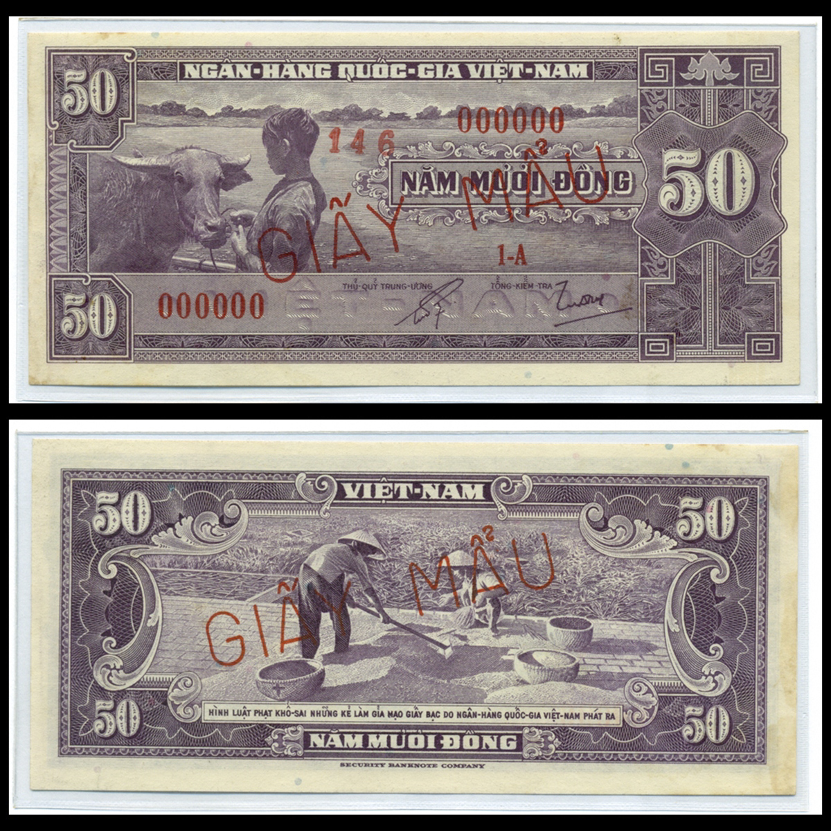 50 đồng, Xõi mũi trâu - Nông dân phơi thóc 1955 VNCH