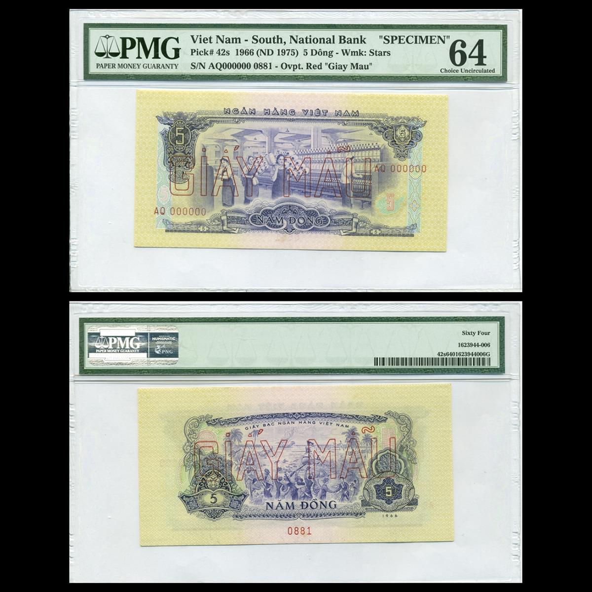 Bộ 8 tờ tiền mẫu 1966 VNCH (10 xu, 20 xu, 50 xu, 1 đồng, 2 đồng, 5 đồng, 10 đồng, 50 đồng)