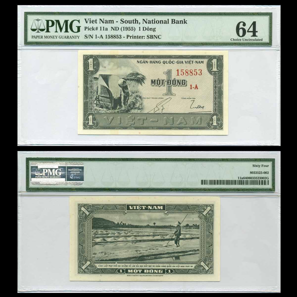 1 đồng, Đập lúa - Ruộng muối 1955 VNCH