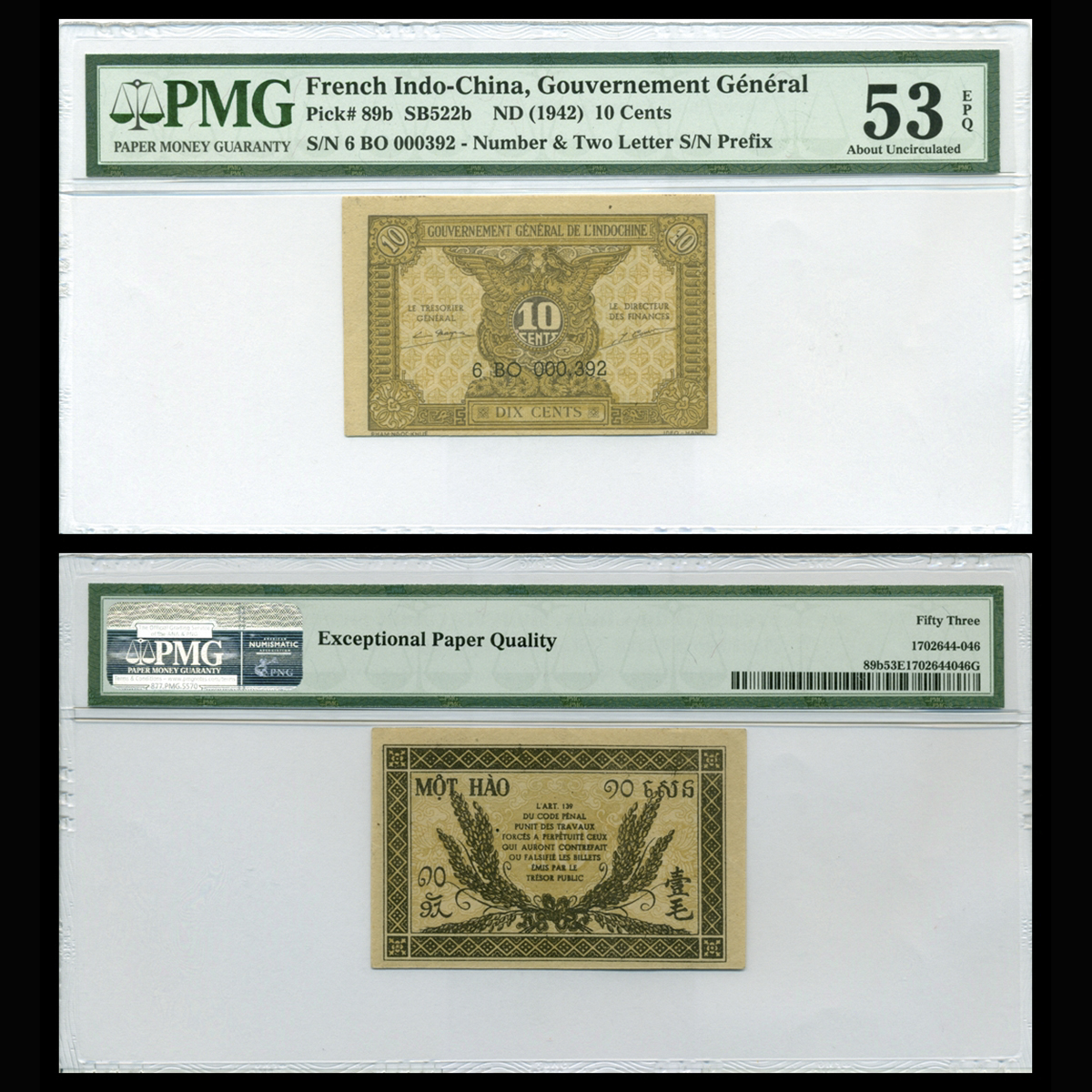 10 cents, Hoa văn 1942 Đông Dương