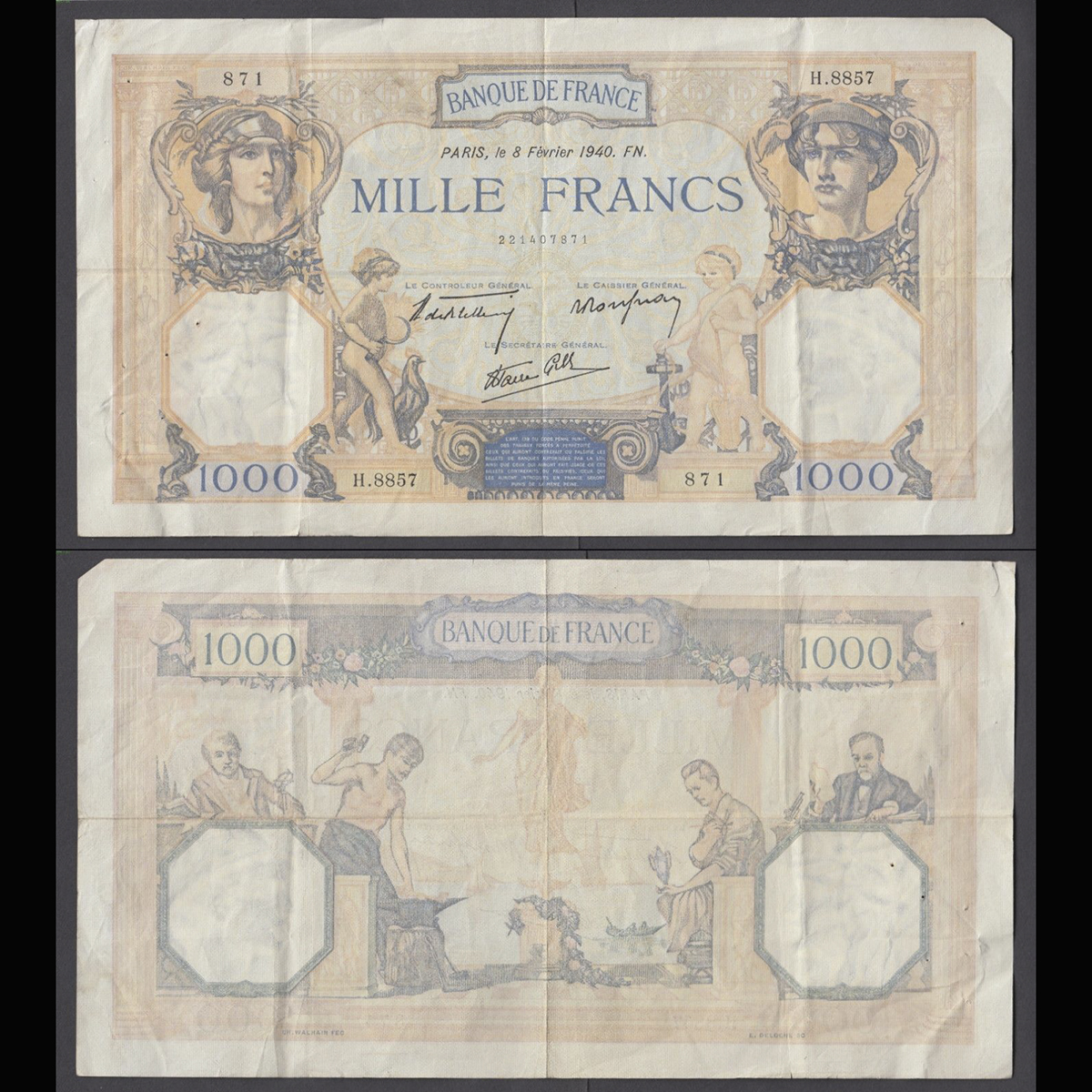 France (Pháp) 1000 francs 1940