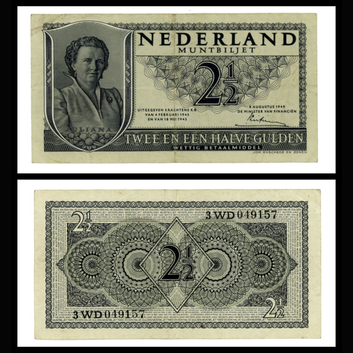 Netherlands (Hà Lan) 2 1/2 gulden 1949