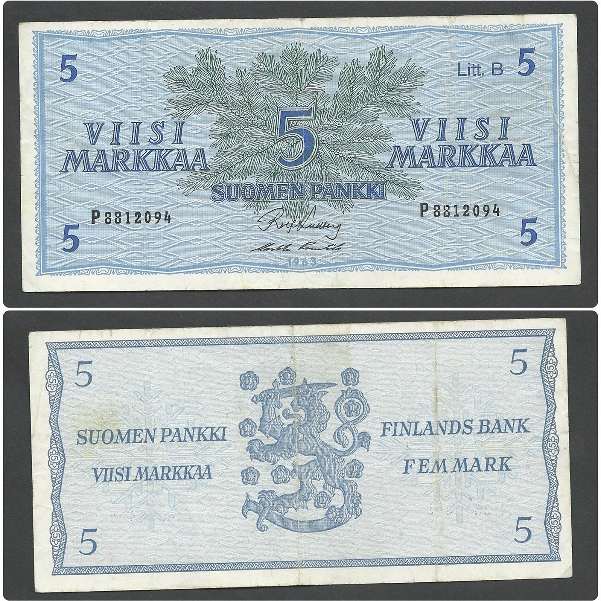 Finland (Phần Lan) 5 markkaa 1963