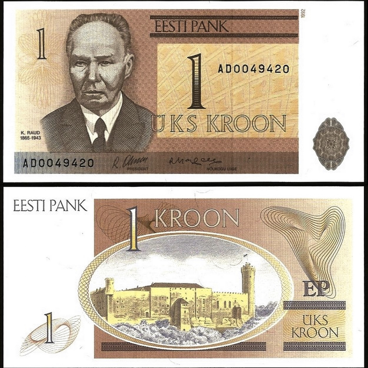 Estonia 1 kroon 1992