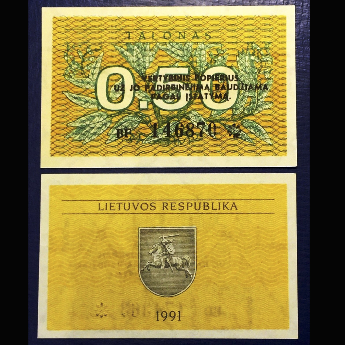 Lithuania 0.50 tanolas 1991