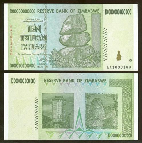 Tiền Zimbabwe 10 Nghin Tỷ