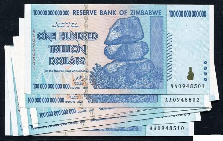 Tiền Zimbabwe 100 Nghin Tỷ.
