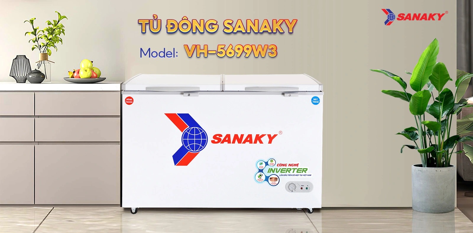Tủ đông mát Sanaky Inverter 365 lít VH-5699W3